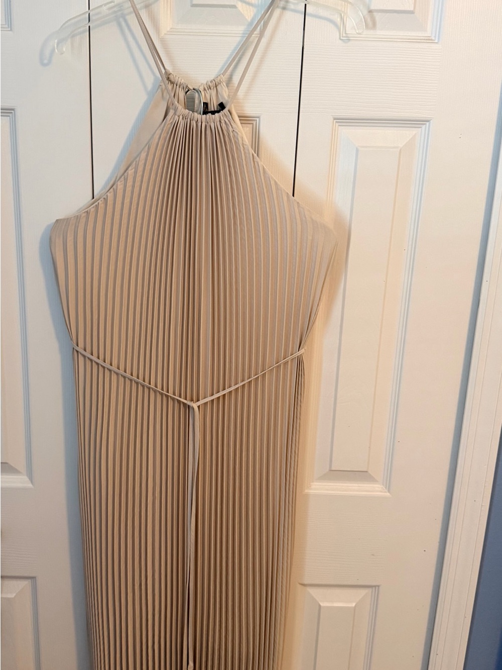 Banana Republic Pleated Halter Maxi Dress in Light Beige